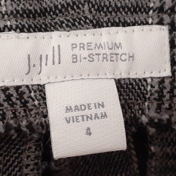 J. JILL "Premium Bi-Stretch, Gray Herringbone Pull On Cuffed Ankle Pants; Size 4 - Picture 3 of 5